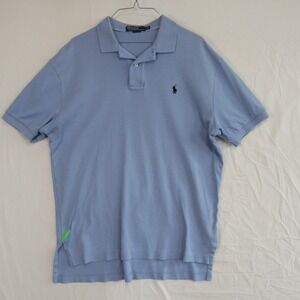 Polo Ralph Lauren Shirt Mens Medium Casual Knit Cotton Pony Blue Short Sleeve
